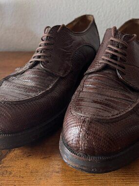 Susan Bennis Warren Edwards Lizard Split Toe Derby Shoes Italy UK 7.5 US 8.5